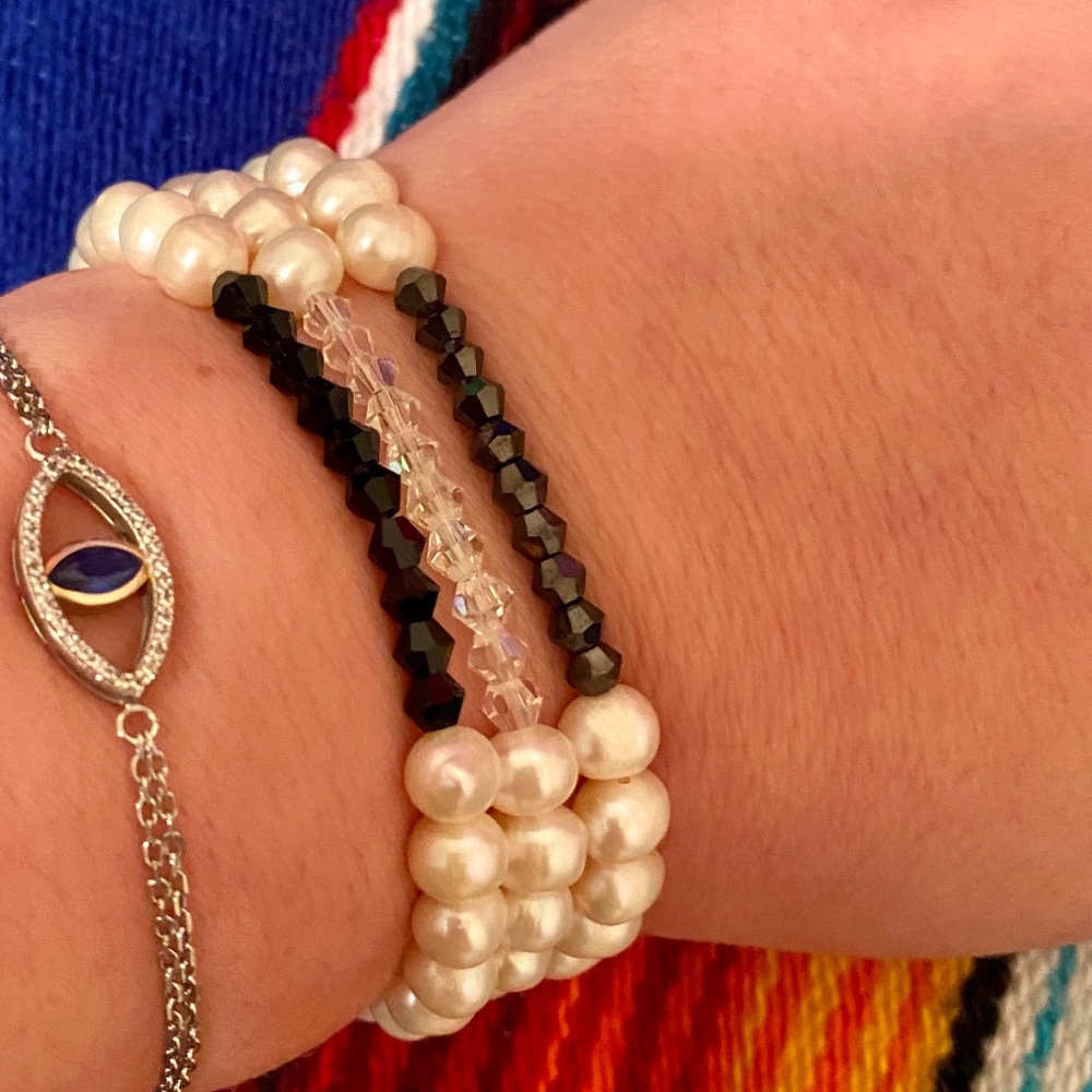 Set of 3 pearl stacking bracelets